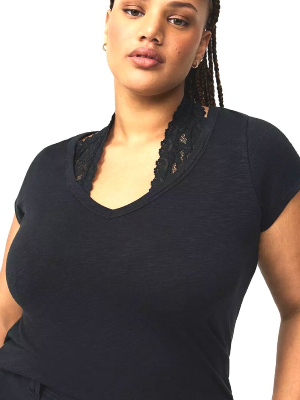 NWT Torrid 2-Fer Lace Halter-Neck Top in Deep Black, Size 1X